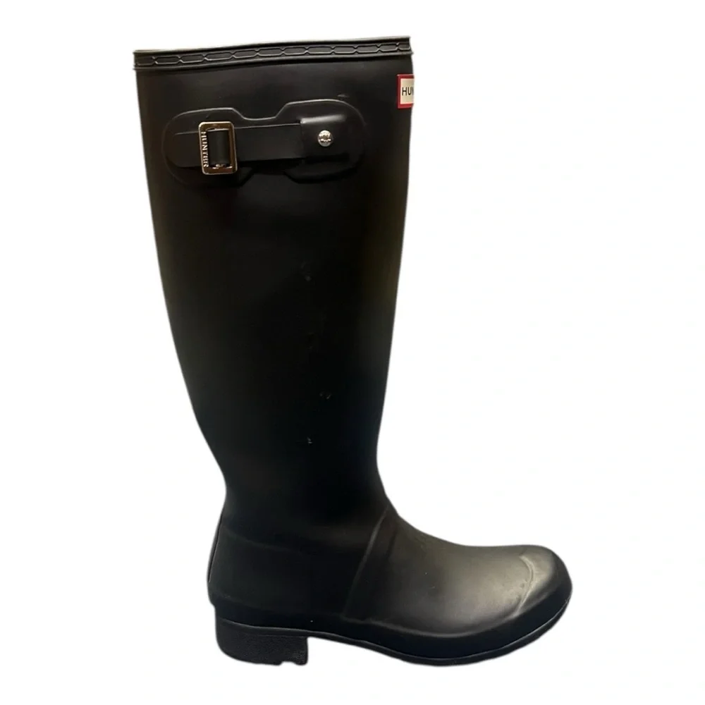Hunter Original Tall Black Matte Rain Boots Womens Size‎ 7 Wellington Boots